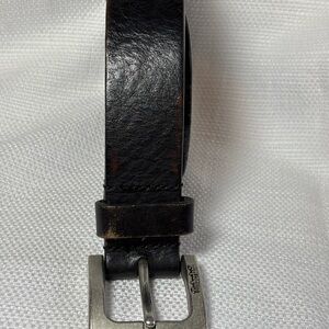 Timberland Black Leather Belt with Silver Buckle Size 32